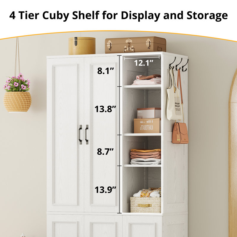 Lark Manor™ 5-Door Wooden Wardrobe With Hanging Poles & 4 Open
